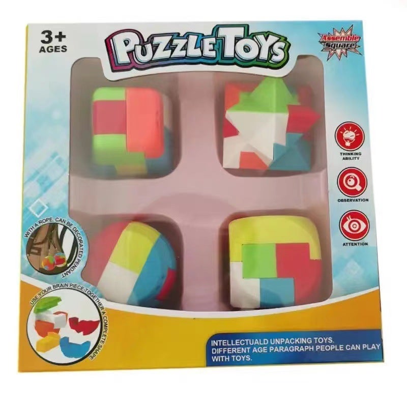 Luban Lock Kidsren'S Toys Unlock Ring Ornaments Kongming Lock Educational Building Blocks Assembled Intelligence Development Keychain Decompression - Image 1